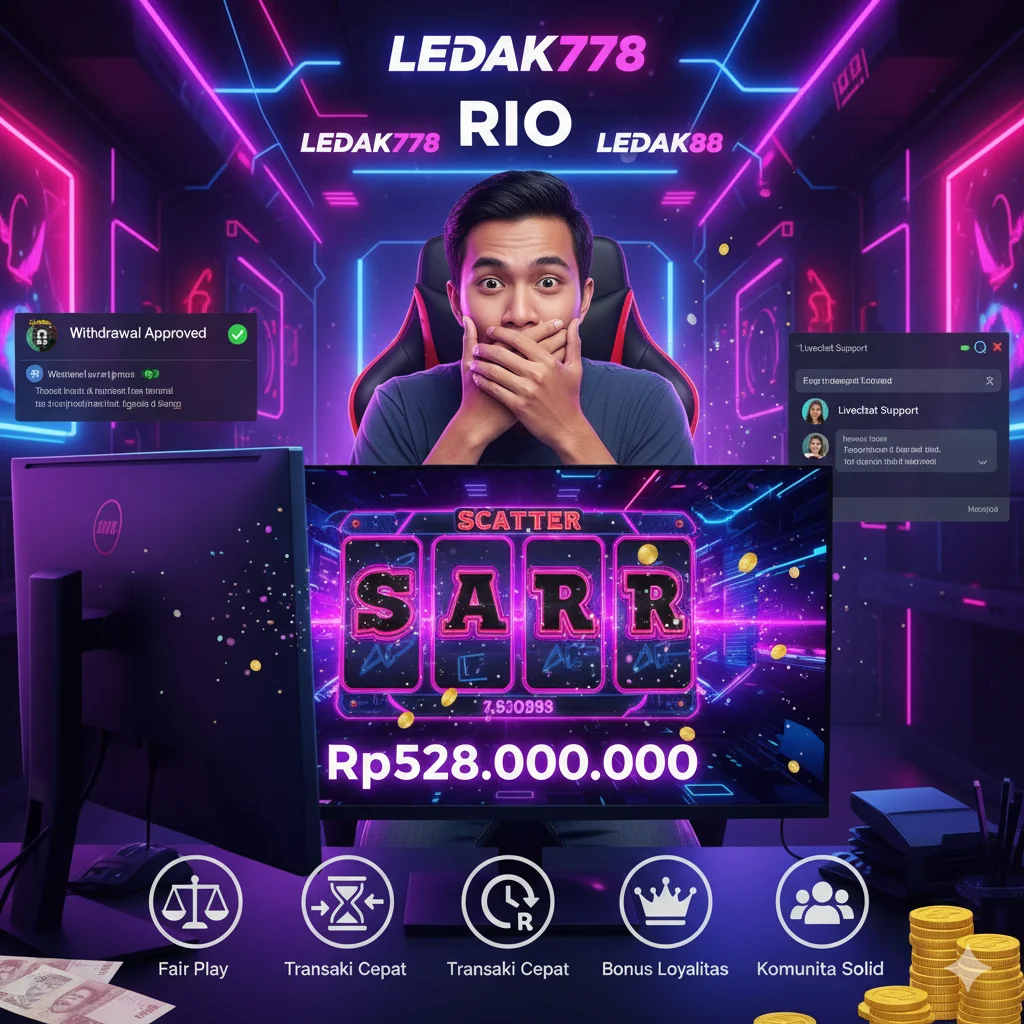 Seorang member setia Ledak778 bernama Rio tampak kaget sekaligus gembira saat berhasil meraih kemenangan fantastis di permainan slot online. Dalam layar komputernya muncul kombinasi scatter hitam pink sebanyak 4 biji yang langsung menghadiahkan jackpot besar senilai Rp528.000.000.