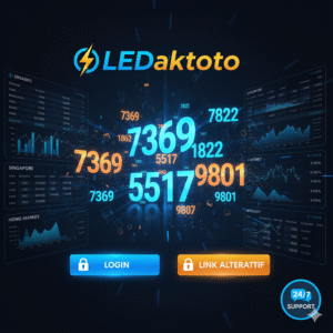 Ledaktoto - Konsep angka keberuntungan, latar belakang pasaran toto, dengan logo Ledaktoto yang menonjol dan tombol akses cepat.