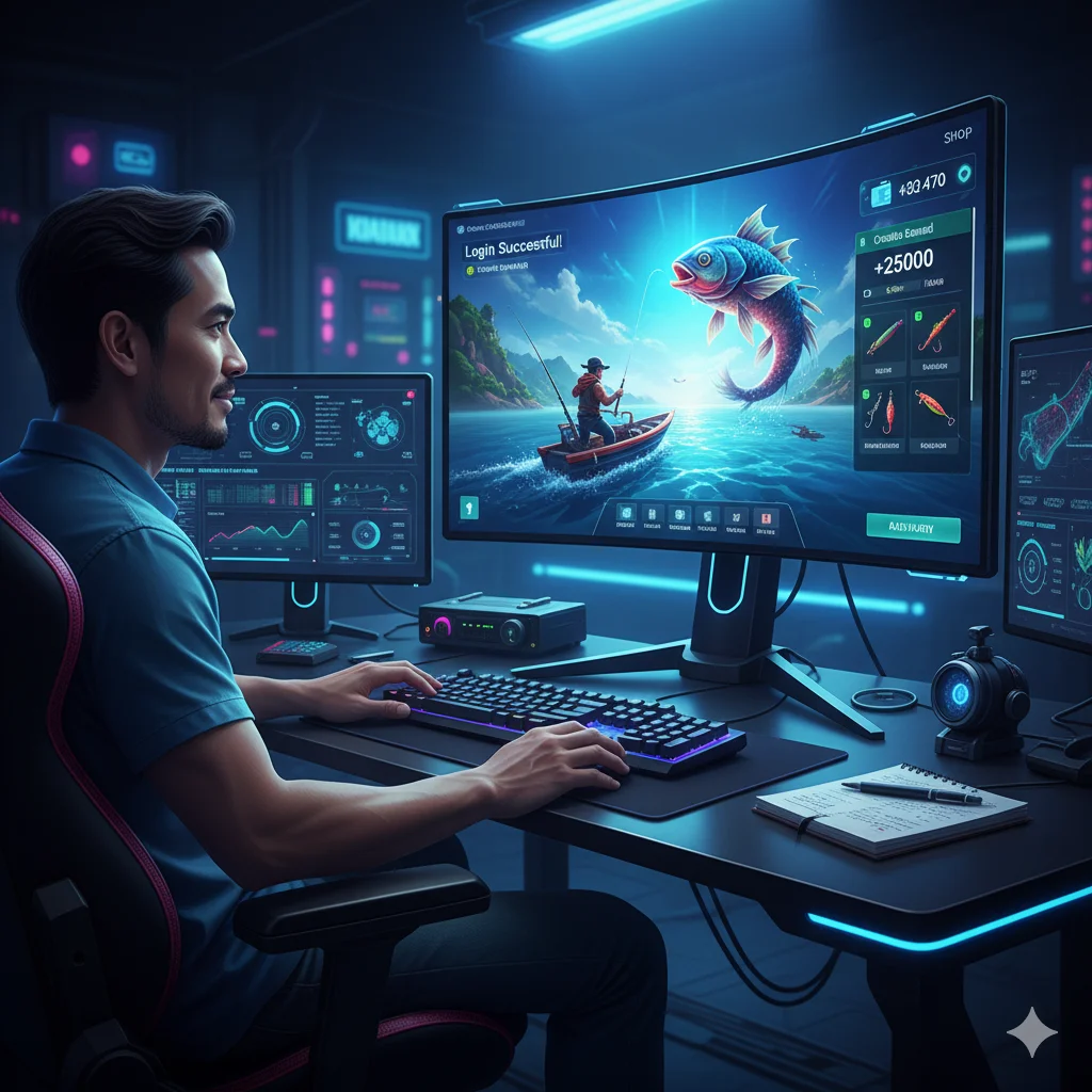 gambar yang menggambarkan pengalaman Anda dalam game memancing daring